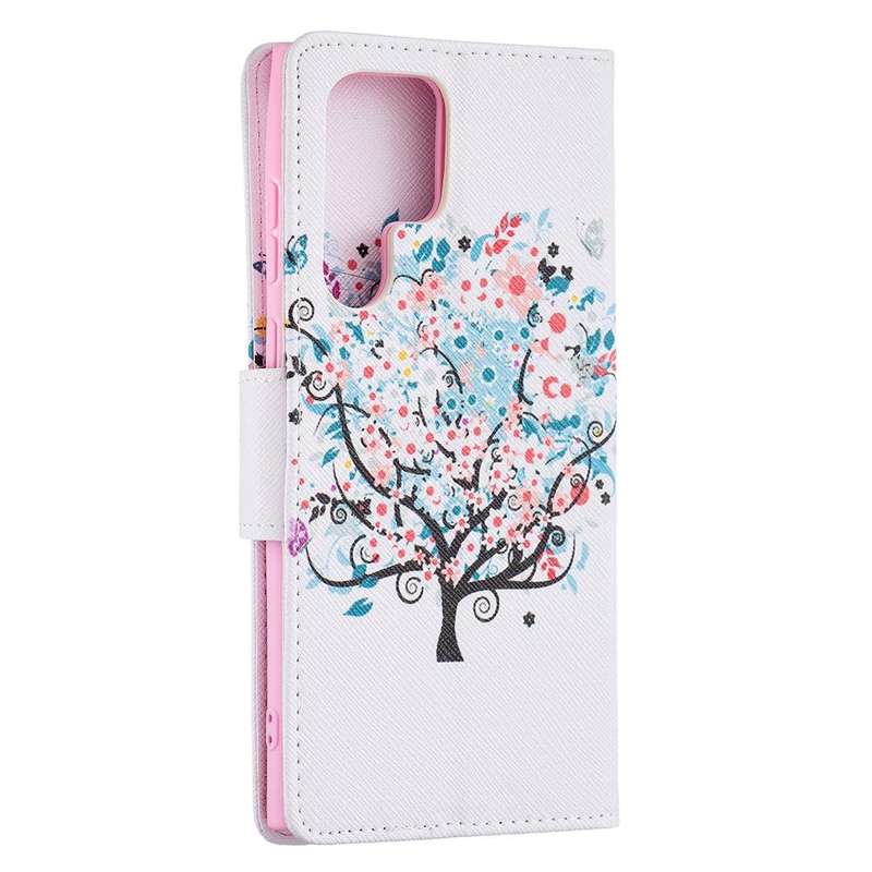 For Samsung Galaxy S22 Ultra 5G Colored Drawing Pattern Horizontal Flip Phone Leather Case with H...