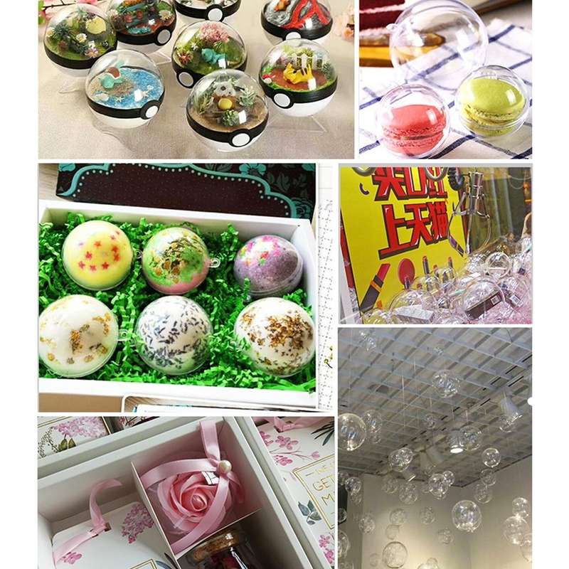 5 PCS Transparent Christmas Ball Hollow Plastic Sphere Ball Shaped Eternal Flower Ball Wedding Gi...