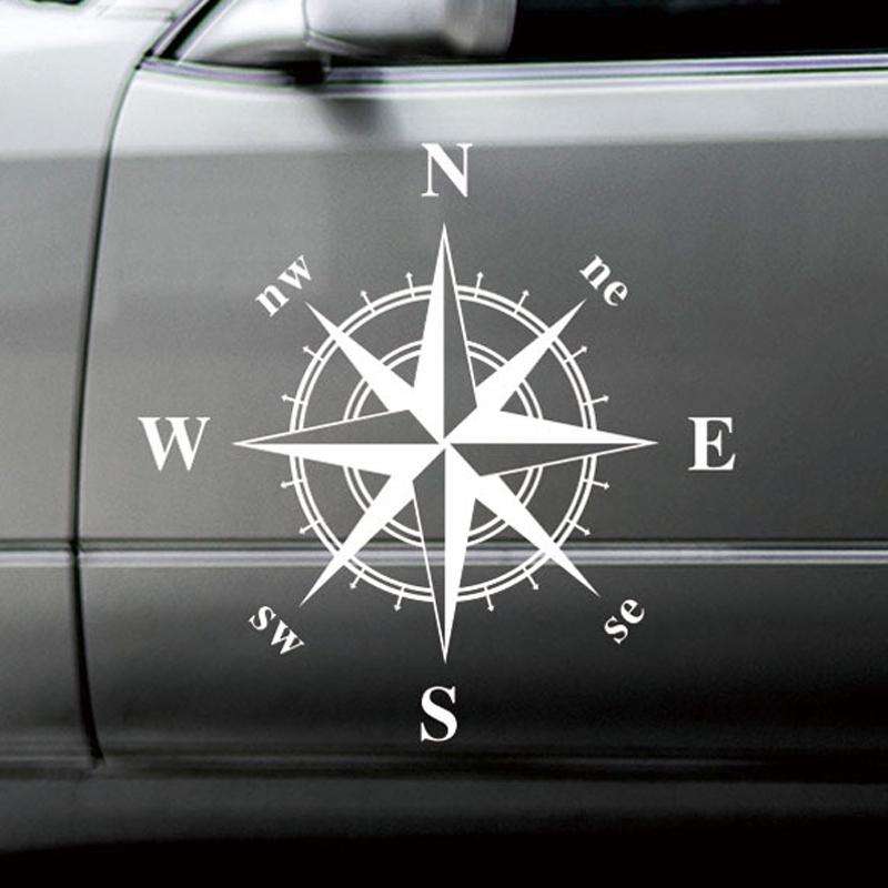 D-336 Car Compass Graphic Sticker Hood Car Body Universal Sticker(White)