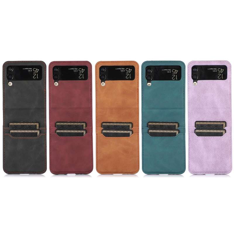 For Samsung Galaxy Z Flip4 Card Slot Leather Phone Case(Brown)