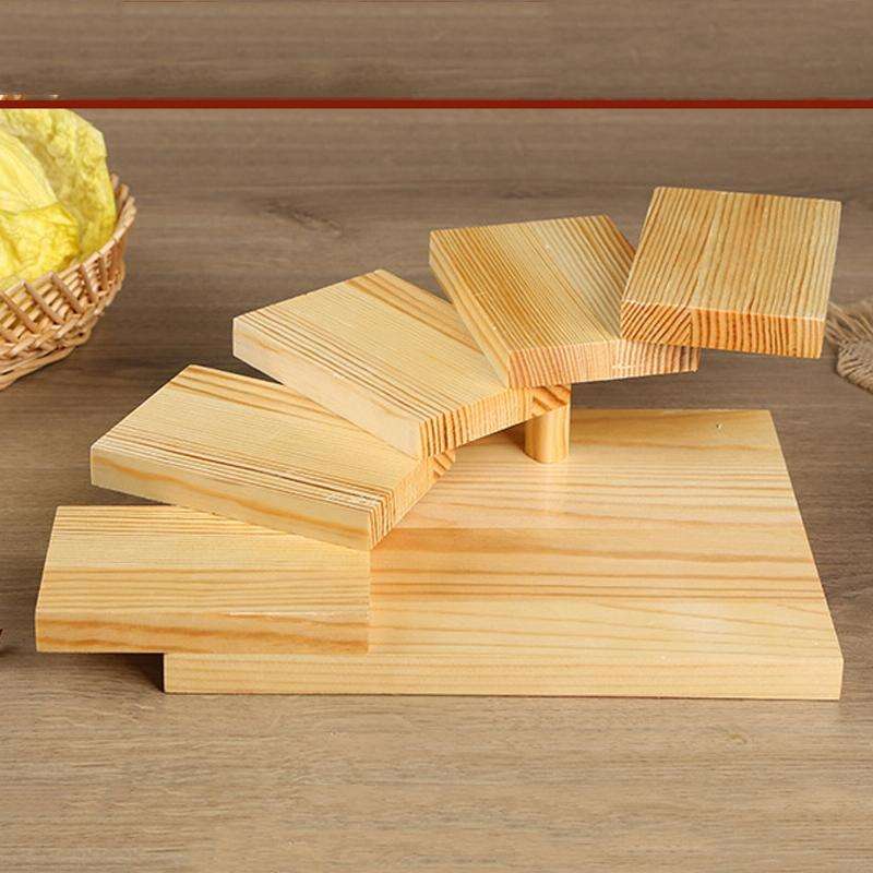 Wood Serving Tray Rotating Steps Meat Plate Sushi Dish, Specification: Five Steps