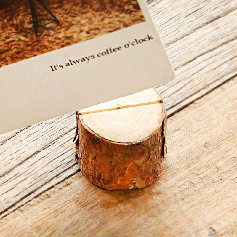 Wooden Stump Shape Wedding Party Reception Place Card Holder Stand Number Name Table Menu Picture...