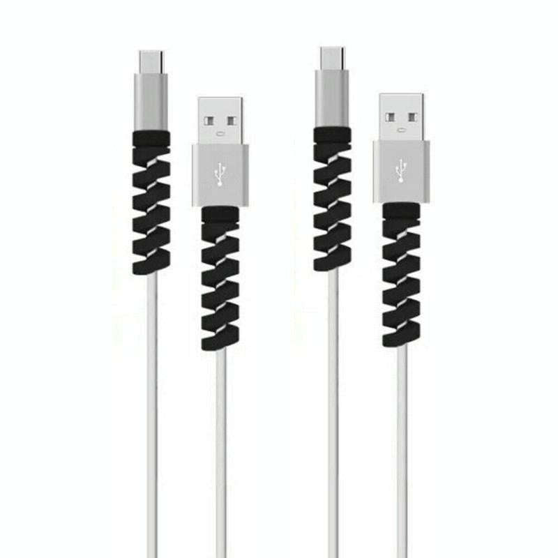 Spiral Style Silicone Data Cable Protective Cover Anti-wire Break Winder(Black)