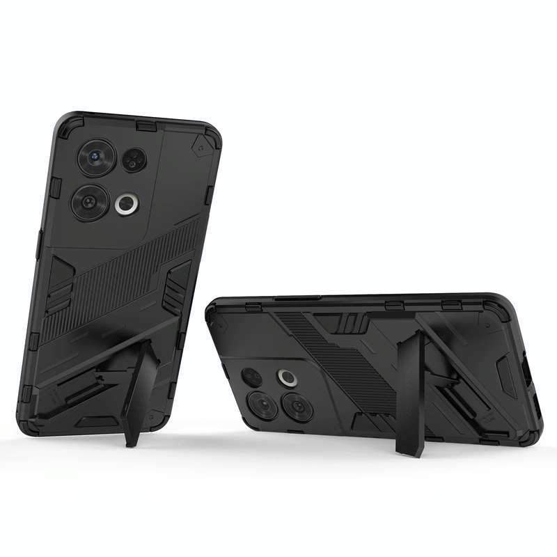 For OPPO Reno8 Pro Punk Armor 2 in 1 PC + TPU Shockproof Phone Case with Invisible Holder(Black)