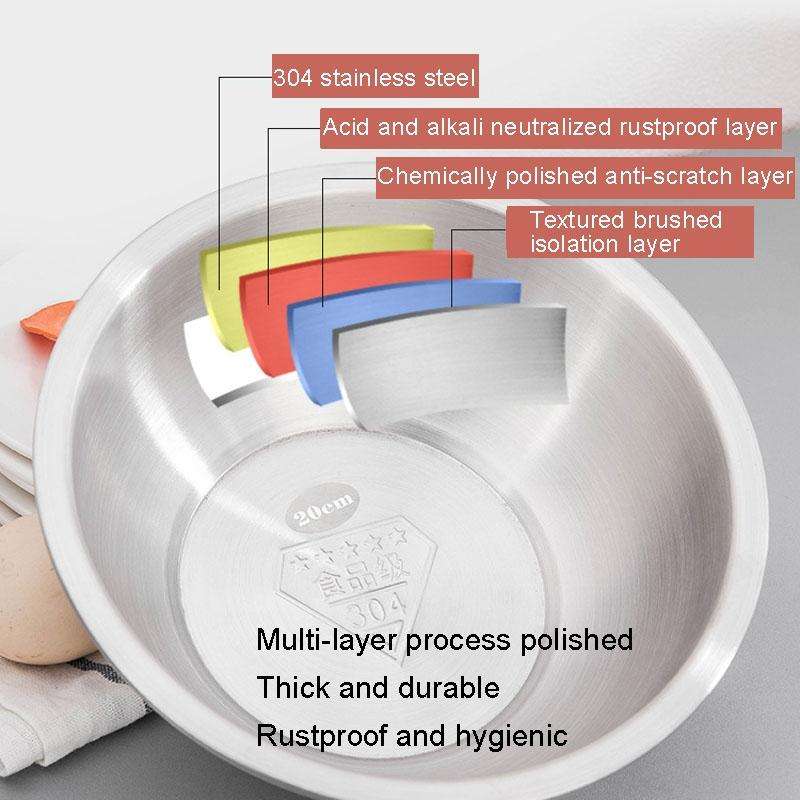 18cm 304 Stainless Steel Basin Home Multifunctional Soup Bow