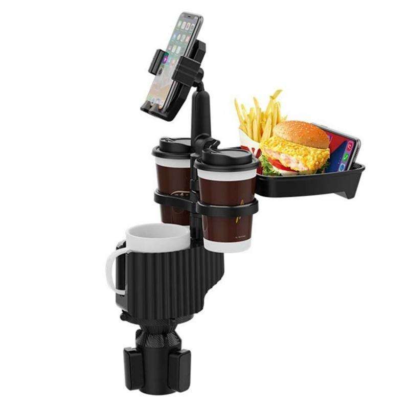 A06 Multifunctional Car Cup Mug Bottle Holder Mobile Phone Mount Stand Food Snack Tray Table(Grey)