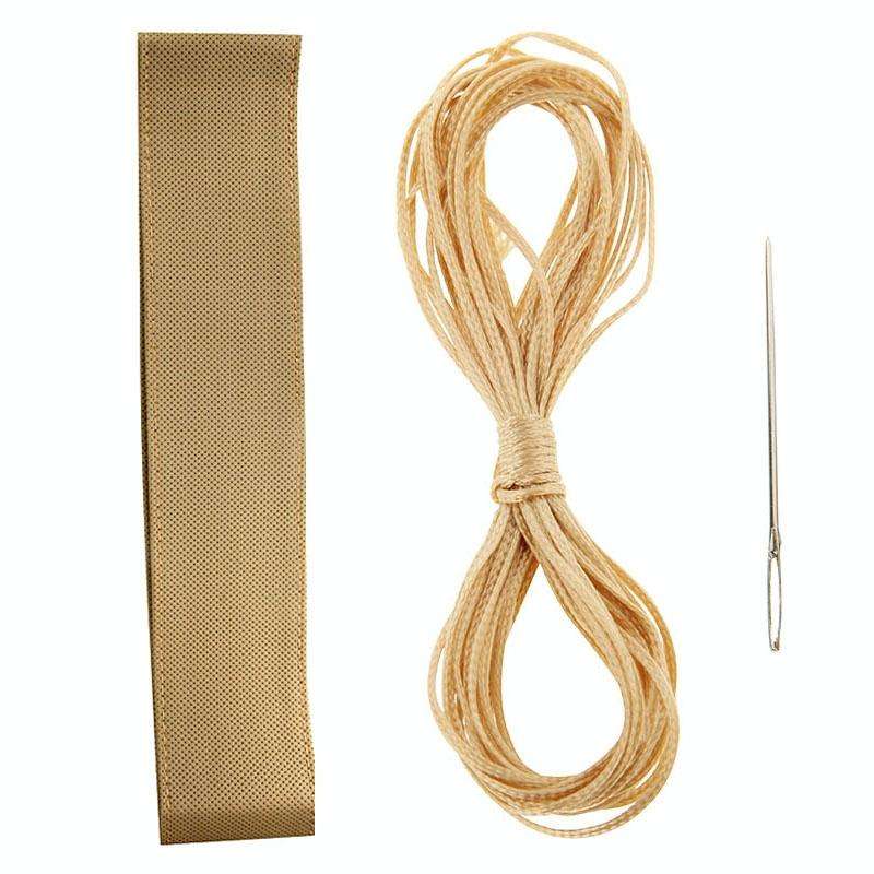 Leather Steering Wheel Cover With Needle and Thread, Size: 54x10.5cm (Beige)