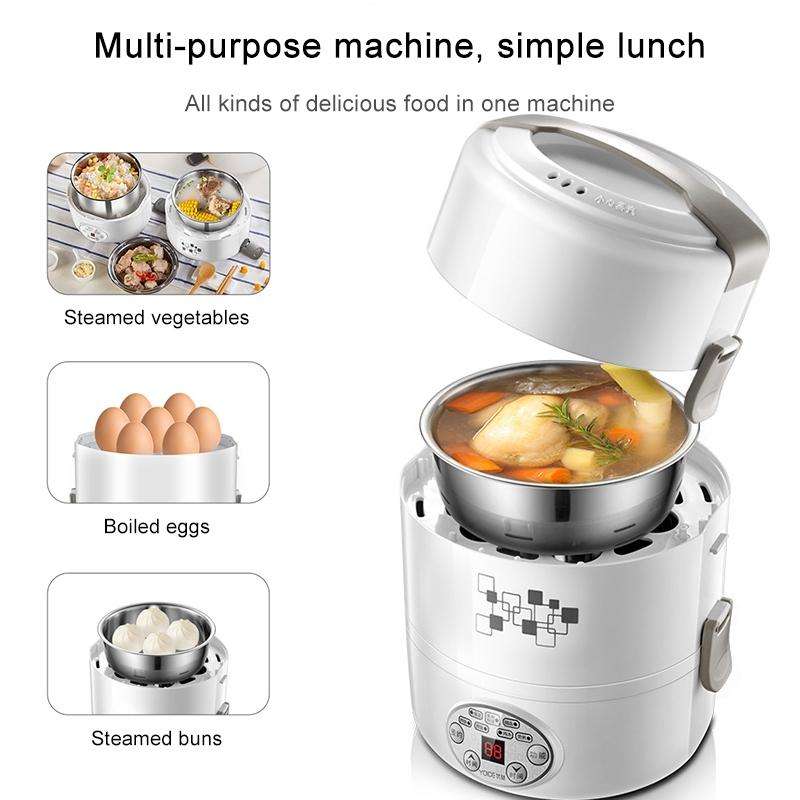 Yoice 220V Multi-function Electric Lunch Box Three-layer Stainless Steel Inner Rice Cooker, CN Pl...