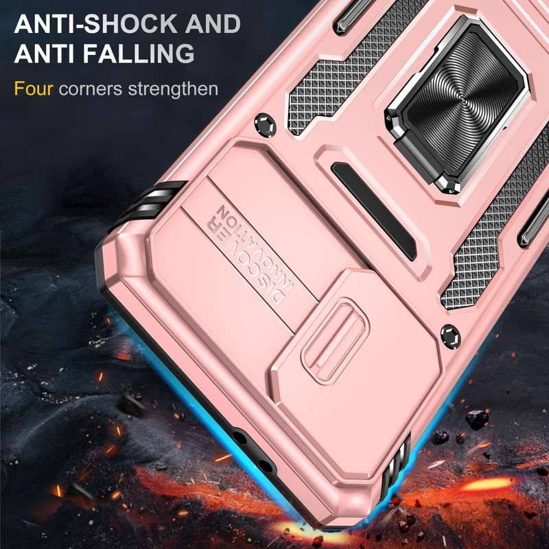 For Samsung Galaxy S21 5G Armor PC + TPU Camera Shield Phone Case(Rose Gold)