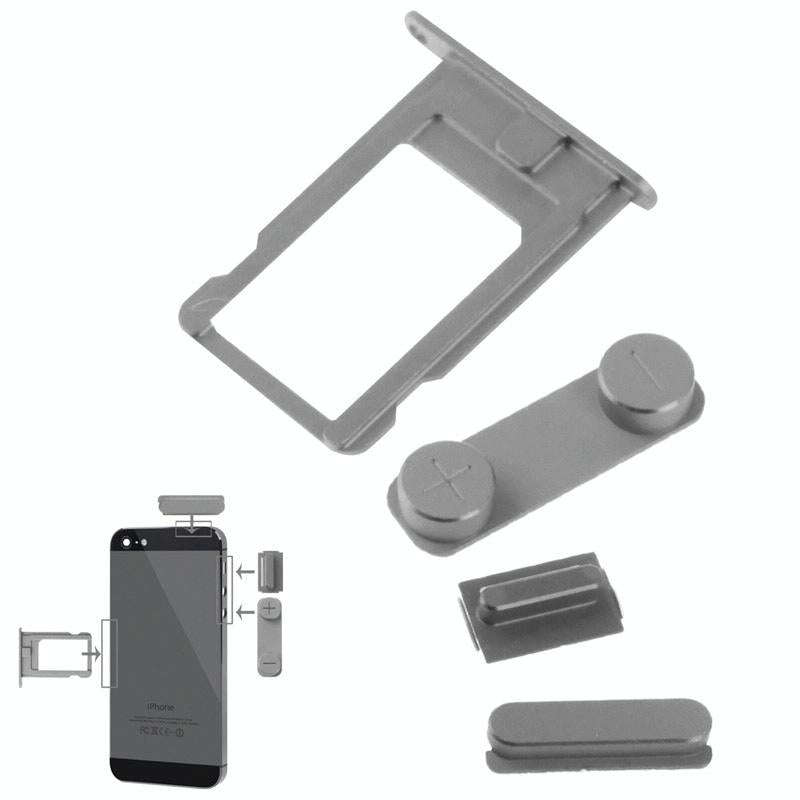 4 in 1 for iPhone 5 & 5S (Original Alloy Material Colorful Nano SIM Card Tray + Volume Button + P...