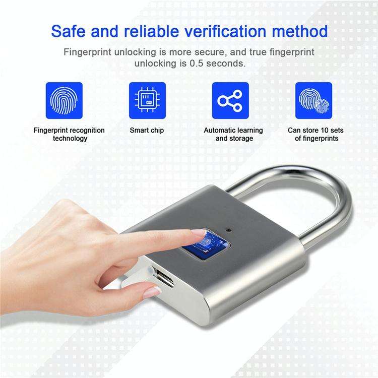 Stainless Steel Automatic Intelligent Fingerprint Padlock Electronic Lock, 10 Fingerprint Edition...