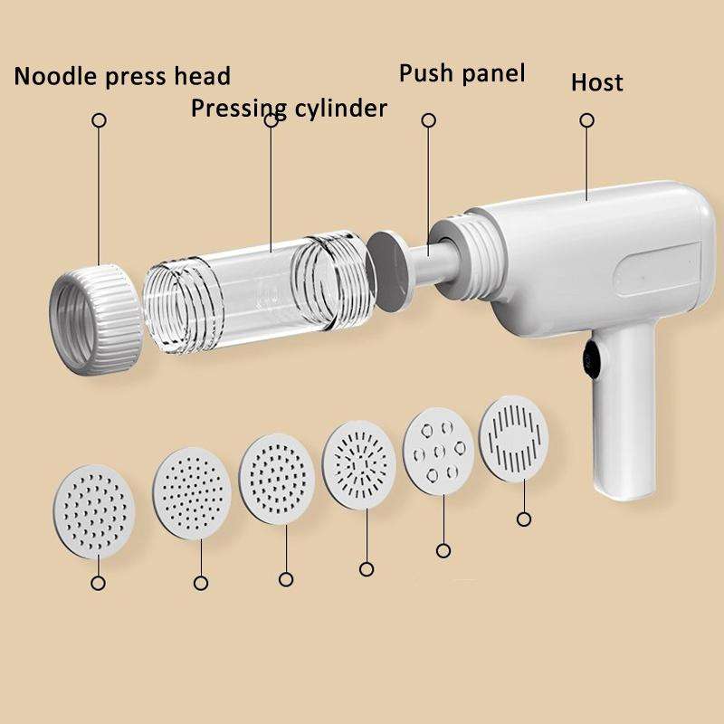 Handheld Noodle Machine Rechargeable Smart Pasta Maker With 6 Molds(White)