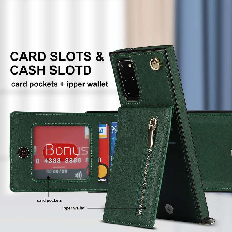For Samsung Galaxy S20 Cross-body Zipper Square TPU+PU Back Cover Case with Holder & Card Slots &...