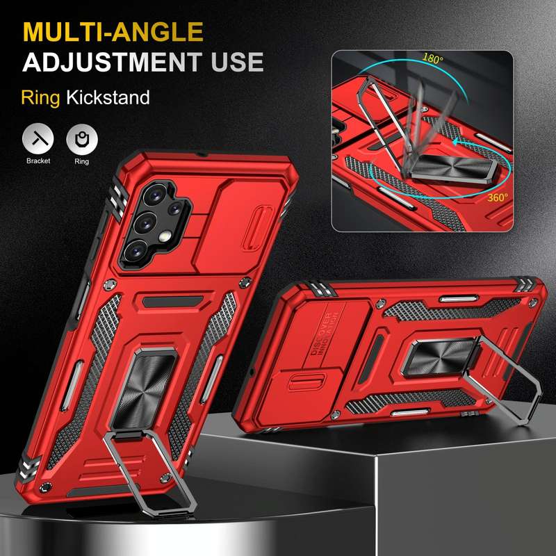 For Samsung Galaxy A32 5G Armor PC + TPU Camera Shield Phone Case(Red)