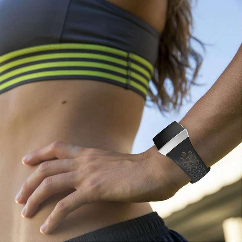 For Fitbit Ionic Breathable Two-tone Silicone Watch Band(Black Grey)