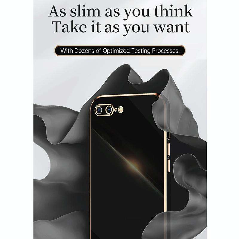 XINLI Straight 6D Plating Gold Edge TPU Shockproof Case For iPhone 8 Plus / 7 Plus(White)