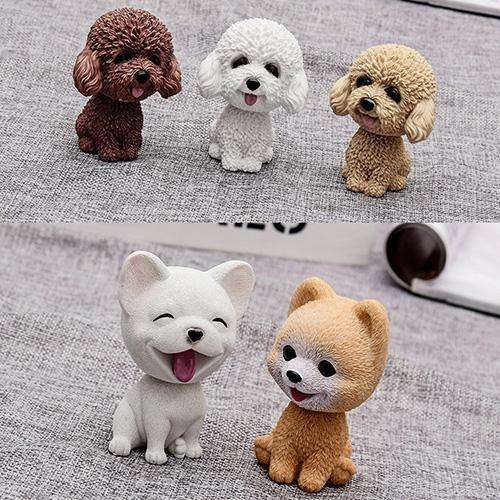 Shaking Head Dog Car Ornaments Resins Lovely Cartoon Dog New Year Gifts with Double-sided Adhesiv...