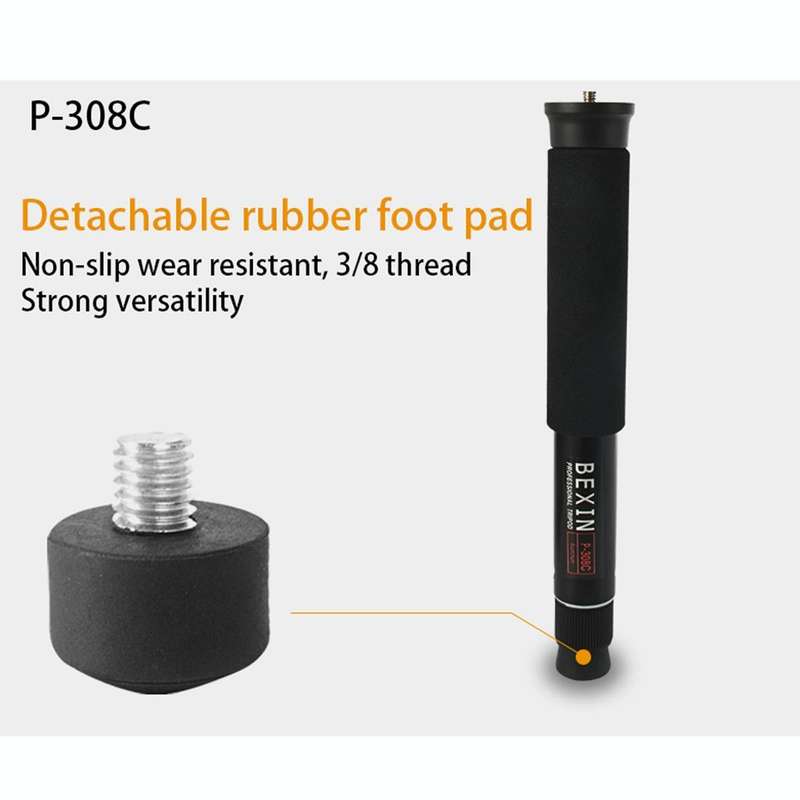 BEXIN P308C Portable Travel Outdoor DSLR Camera Aluminum Alloy Monopod Holder (Black)