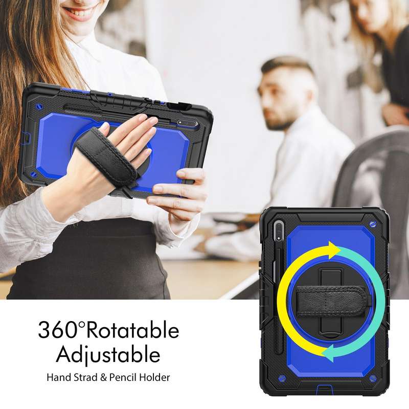 For Samsung Galaxy Tab S8 11 inch SM-X700 Silicone + PC Tablet Case(Black+Dark Blue)