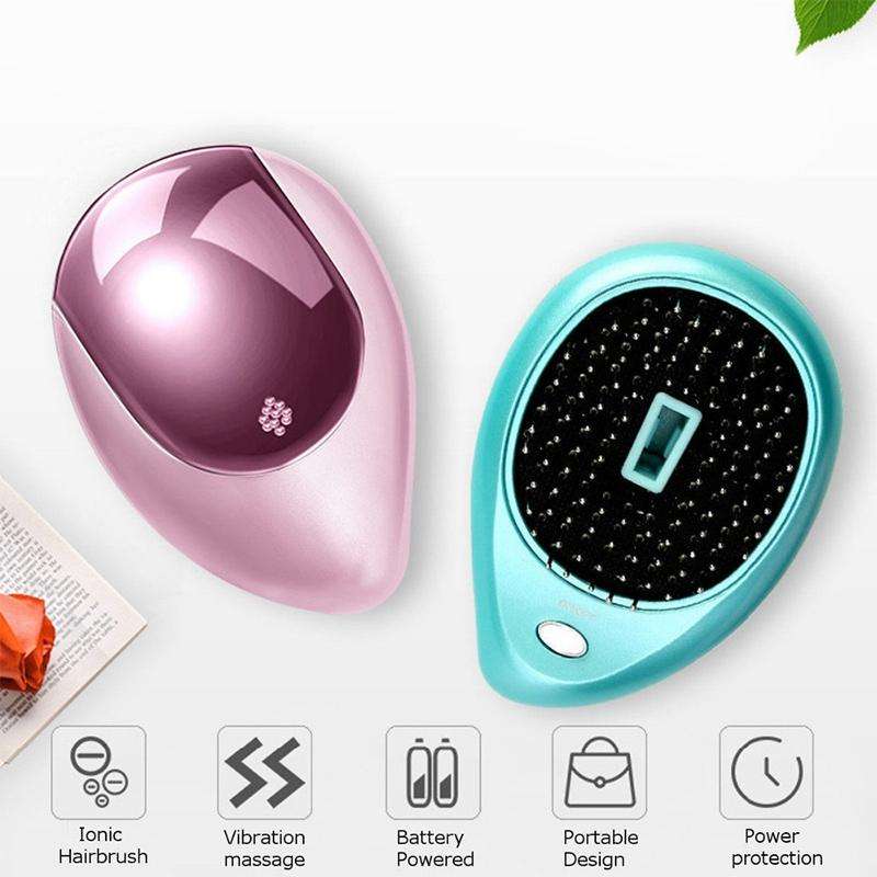 Portable Electric Hair Ionic Brush Hair Straightener Brush Negative Ion Comb Anti-static Massage ...