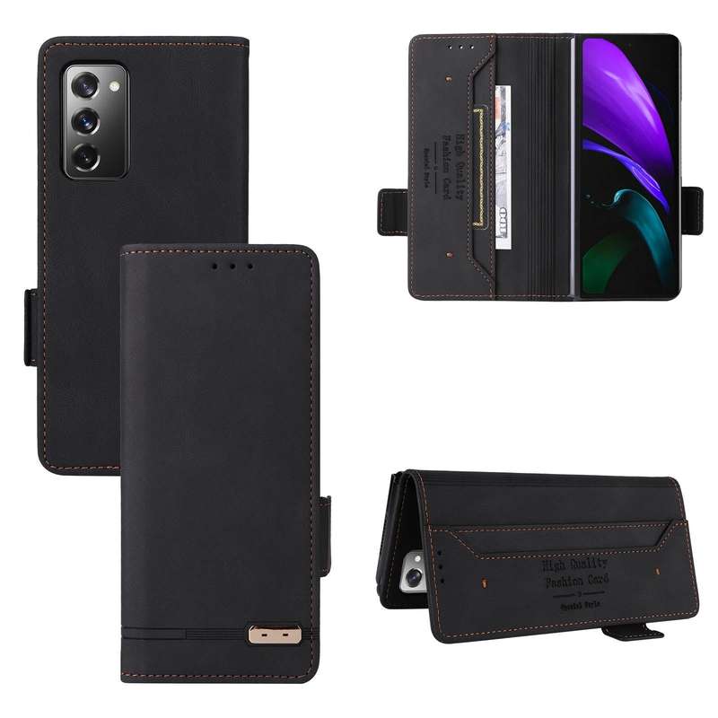 For Samsung Galaxy Z Fold2 5G Magnetic Clasp Flip Leather Phone Case(Black)