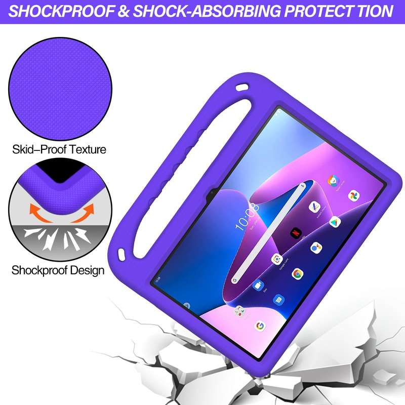For Lenovo Tab M10 Plus 10.6 3rd Gen 2022 Handle EVA Shockproof Tablet Case with Holder(Purple)