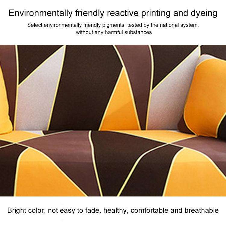 Double Seat Full Coverage Elastic Non-slip Sofa Cover(Geometric Orange)