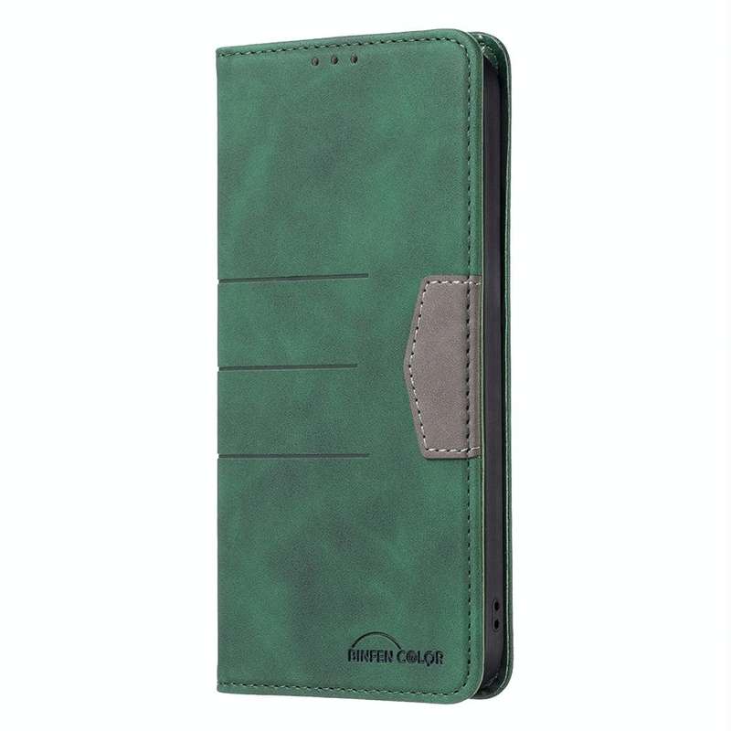 For OPPO A57 4G Magnetic Splicing Leather Phone Case(Green)