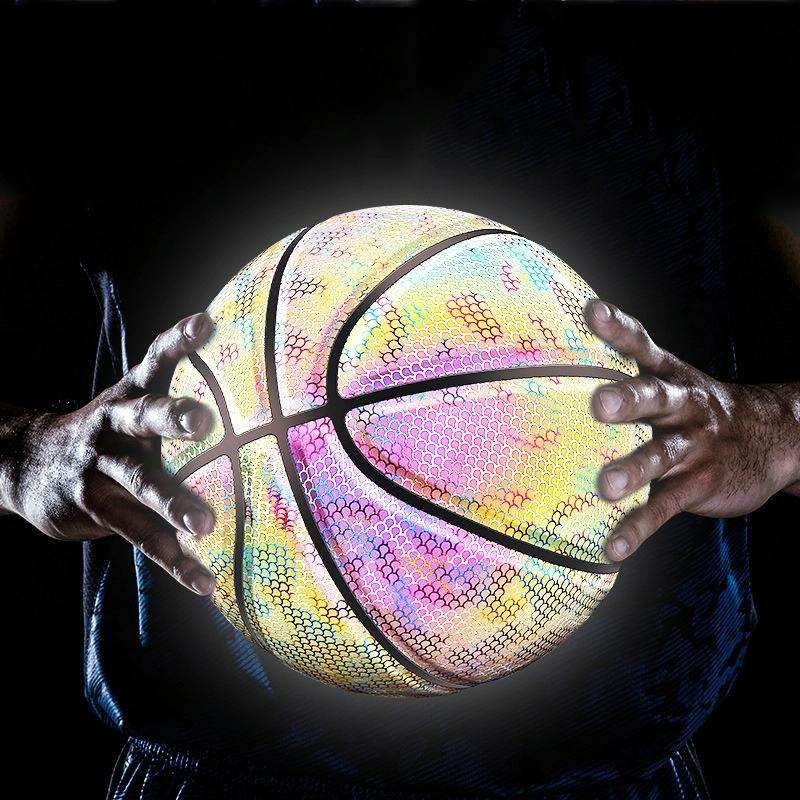 MILACHIC Number 7 Holographic Reflective Basketball Visible at Night Rainbow Star Basketball(Colo...