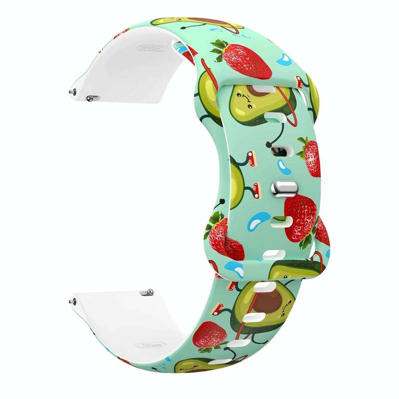 For Fitbit Versa Printing Butterfly Buckle Silicone Watch Band(Avocado)