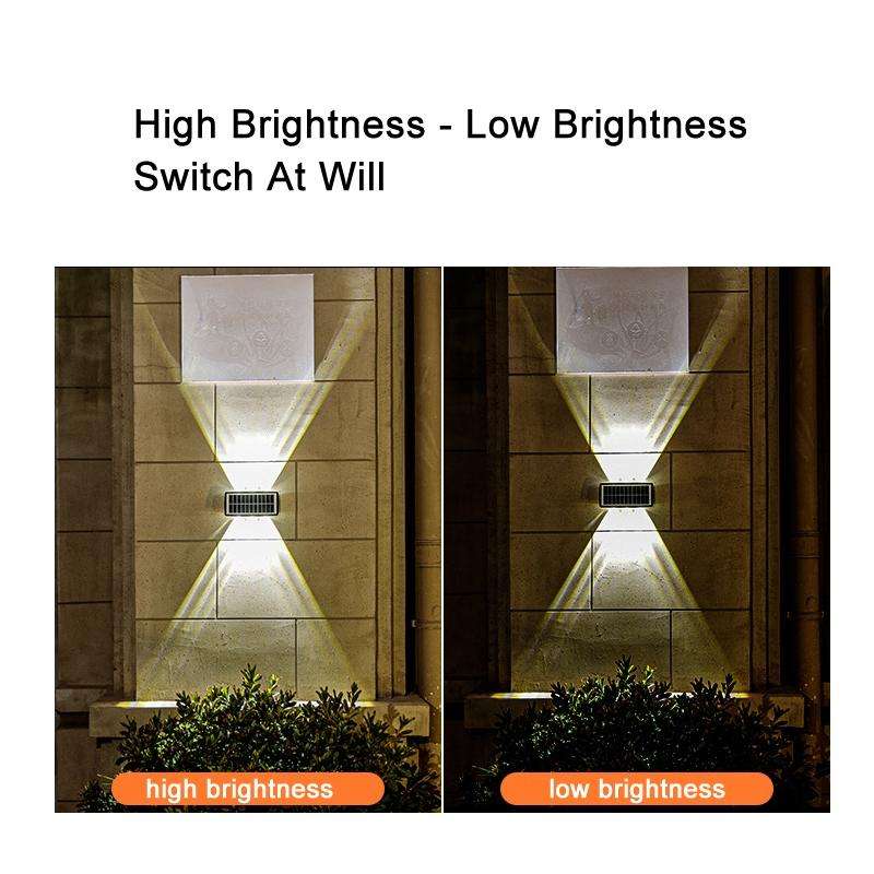 6LED Solar Wall Lamp Outdoor Waterproof Up And Down Double-headed Spotlights(Yellow Light)