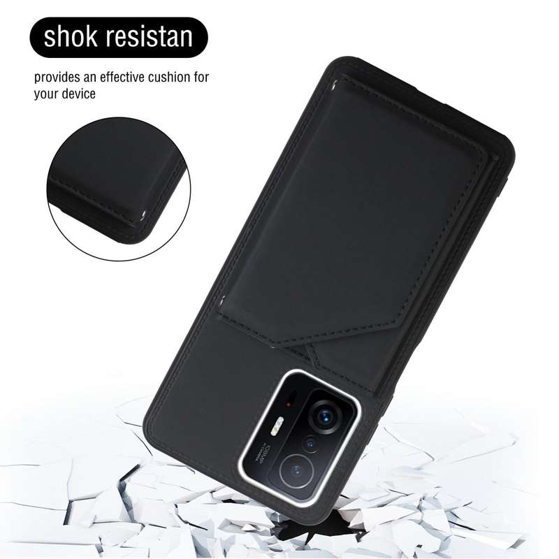 For Xiaomi Mi 11T / Mi 11 Pro Skin Feel PU + TPU + PC Back Cover Shockproof Phone Case with Card ...