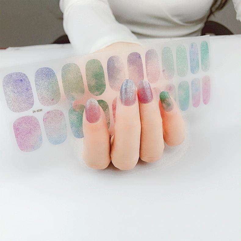 22 Fingers Shiny Onion Powder Starry Waterproof Nail Sticker(ZX-3030)