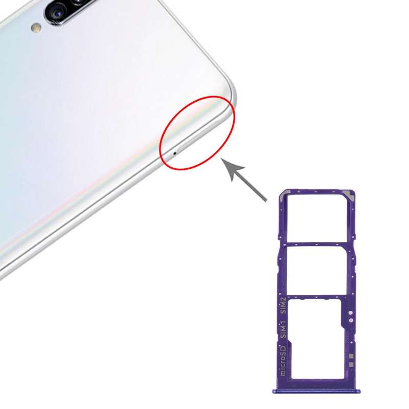 For Samsung Galaxy A30s SIM Card Tray + SIM Card Tray + Micro SD Card Tray (Blue)