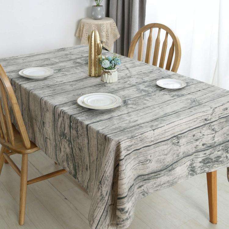 Vintage Popular Table Cloth Linen Rectangular Tablecloth Wooden Grain Dustproof Restaurant Table ...