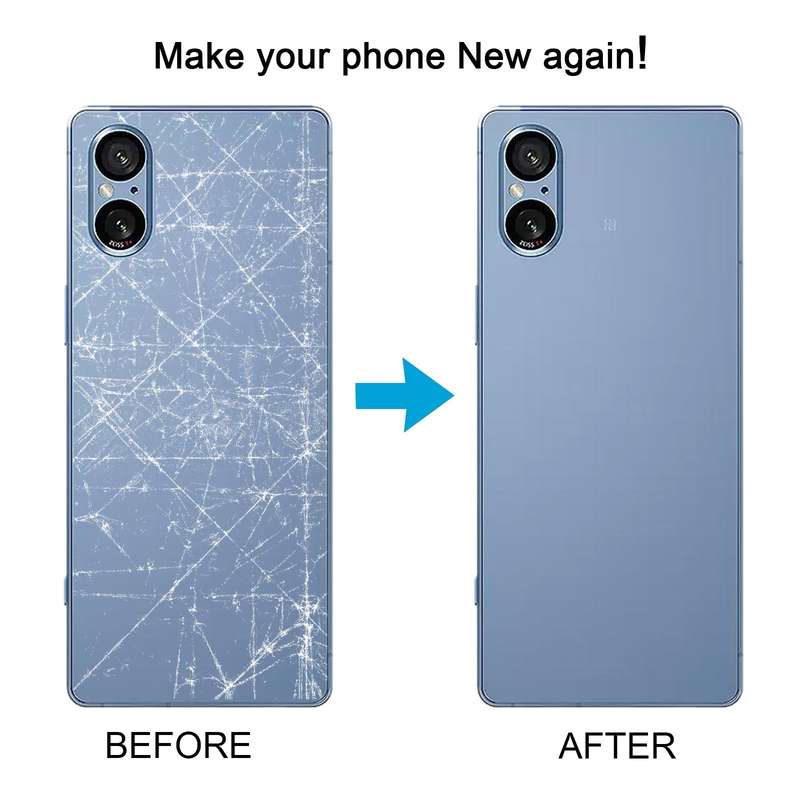 For Sony Xperia 5 V Battery Back Cover with Camera Lens Cover(Blue)