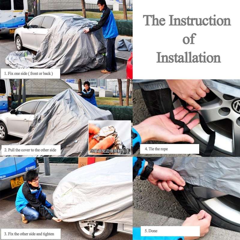 PEVA Anti-Dust Waterproof Sunproof SUV Car Cover with Warning Strips, Fits Cars up to 4.8m(187 in...