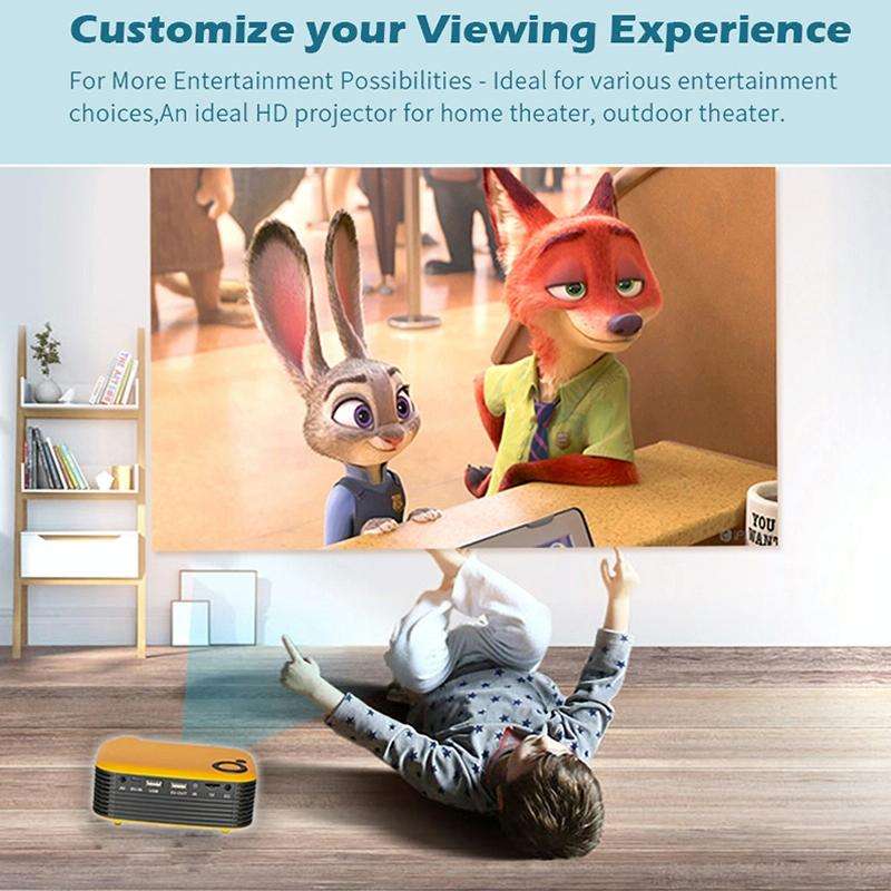A2000 1080P Mini Portable Smart Projector Children Projector, US Plug(Black)