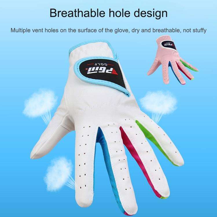 PGM One Pair Golf Microfiber Cloth Soft Comfortable Gloves for Children (Color:White Size:16)