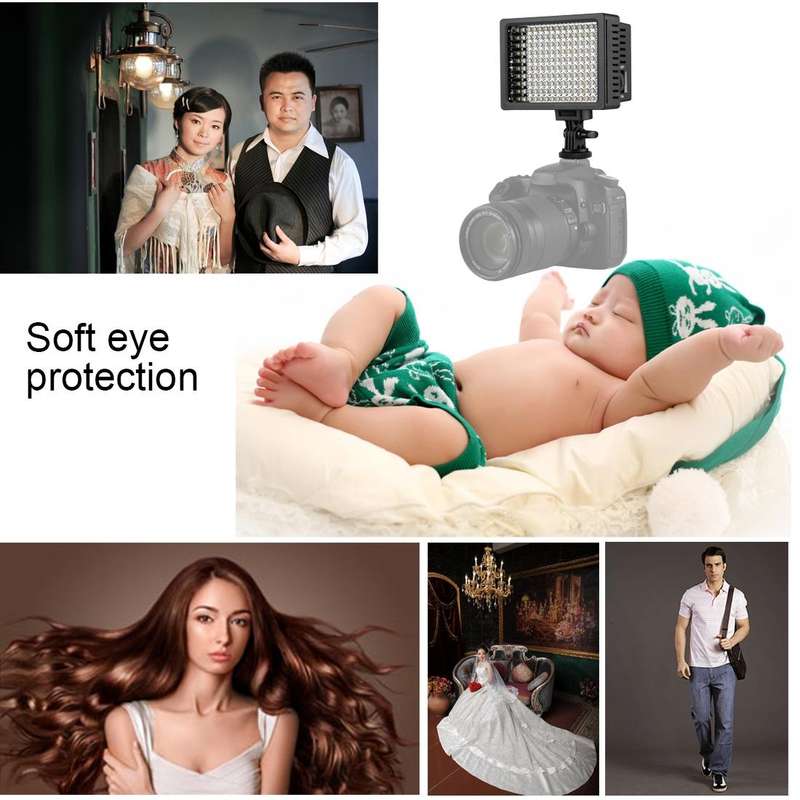 HD-160 White Light LED Video Light on-Camera Photography Lighting Fill Light for Canon, Nikon, DS...