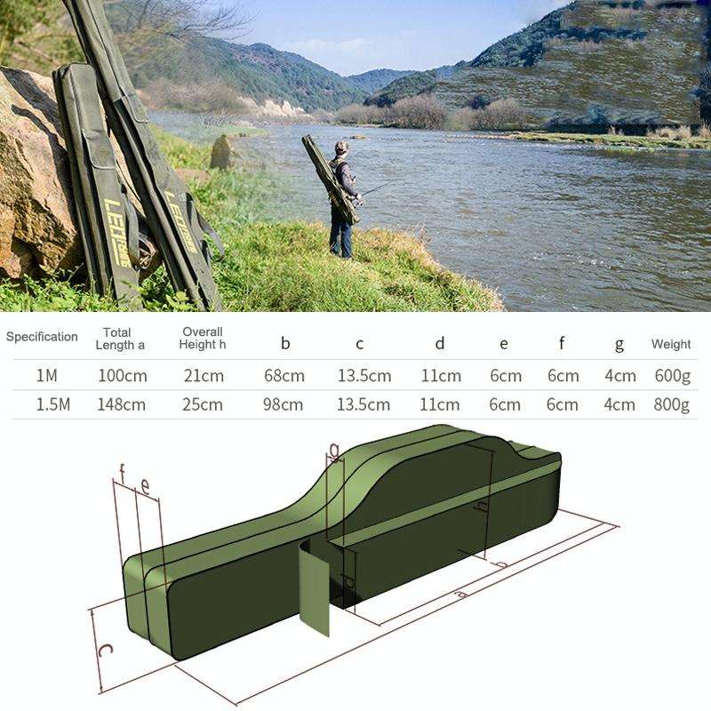 LEO 27746 Folding Fishing Rod Bag Long Fishing Gear Soft Bag, Length: 1.5m Black