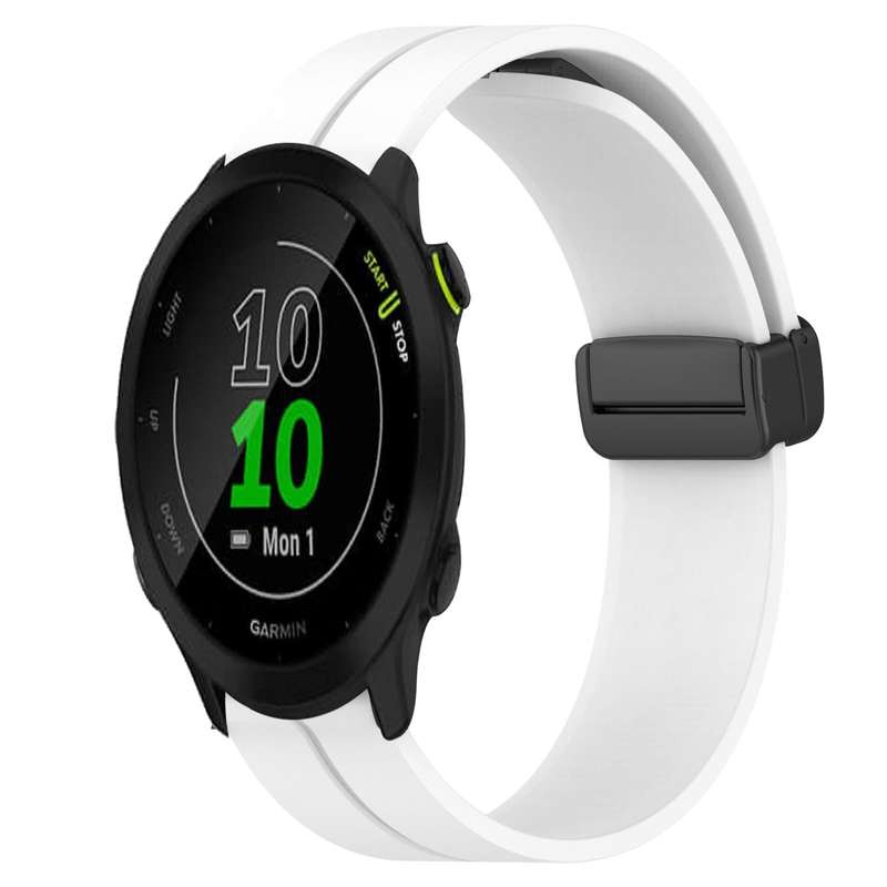 For Garmin Forerunner 55 20mm Solid Color Magnetic Clasp Silicone Watch Band(White)