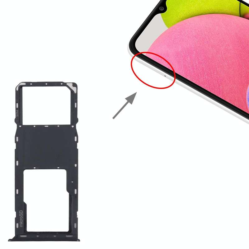 For Samsung Galaxy A03s SM-A037U Original SIM Card Tray + Micro SD card tray (Black)
