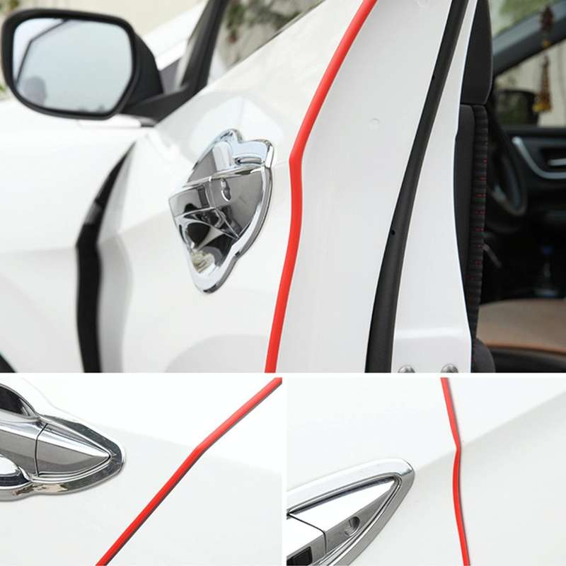 5.6m Car Decorative Strip Rubber Chrome Decoration Strip Door Seal Window Seal(Red)