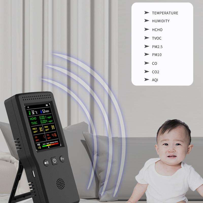 9 In 1 Air Quality Detector Handheld High Precision Formaldehyde Detector(White)