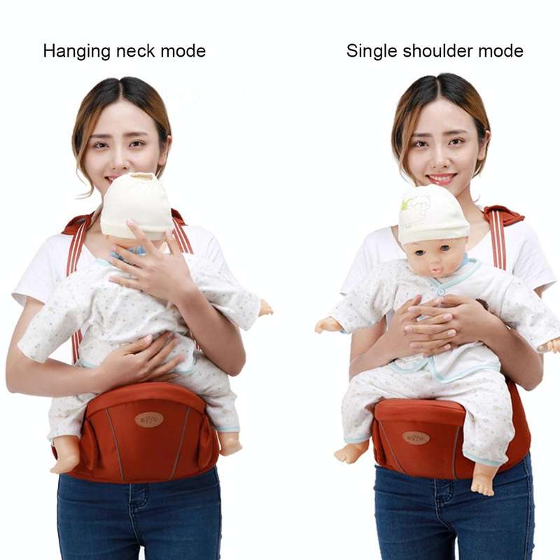 Ergonomic Baby Carrier with Hip Seat for Baby with Reflective Strip for 0-3 Years Old(Coffee)