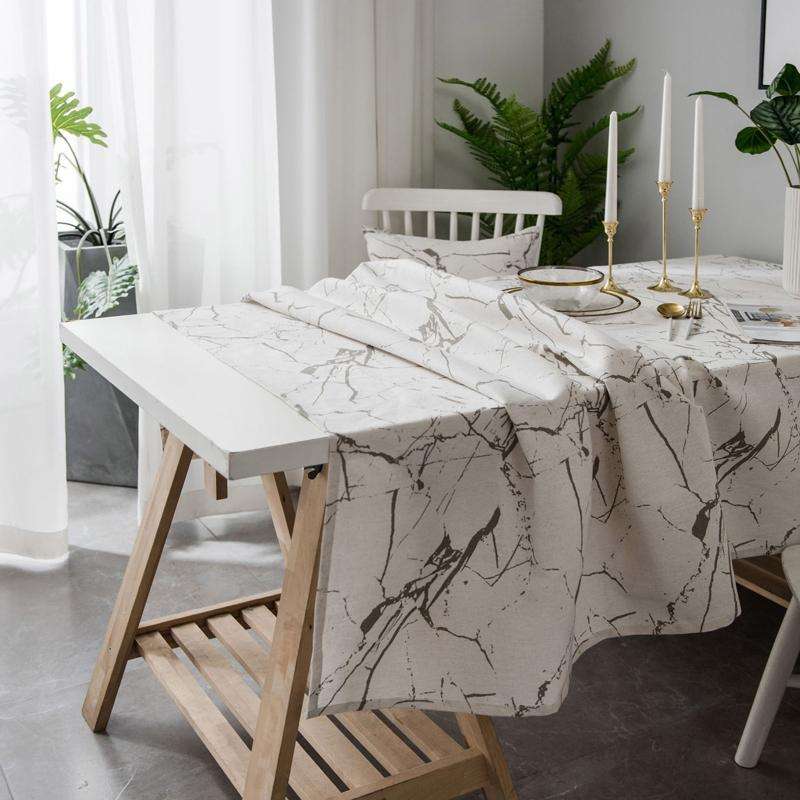 Marble Pattern Minimalist Tablecloth Cover Table Cloth Cotton Linen Dust-proof Cabinet Cloth, Siz...