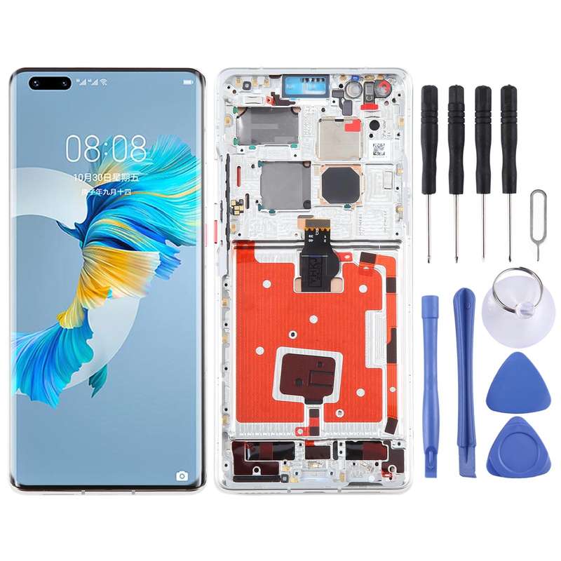 Original LCD Screen for Huawei Mate 40 Pro Digitizer Full Assembly with Frame(Silver)