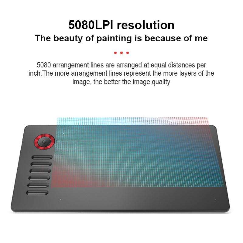 VEIKK A15PRO 10x6 inch 5080 LPI Type-C Interface Smart Touch Electronic Graphic Tablet (Red)
