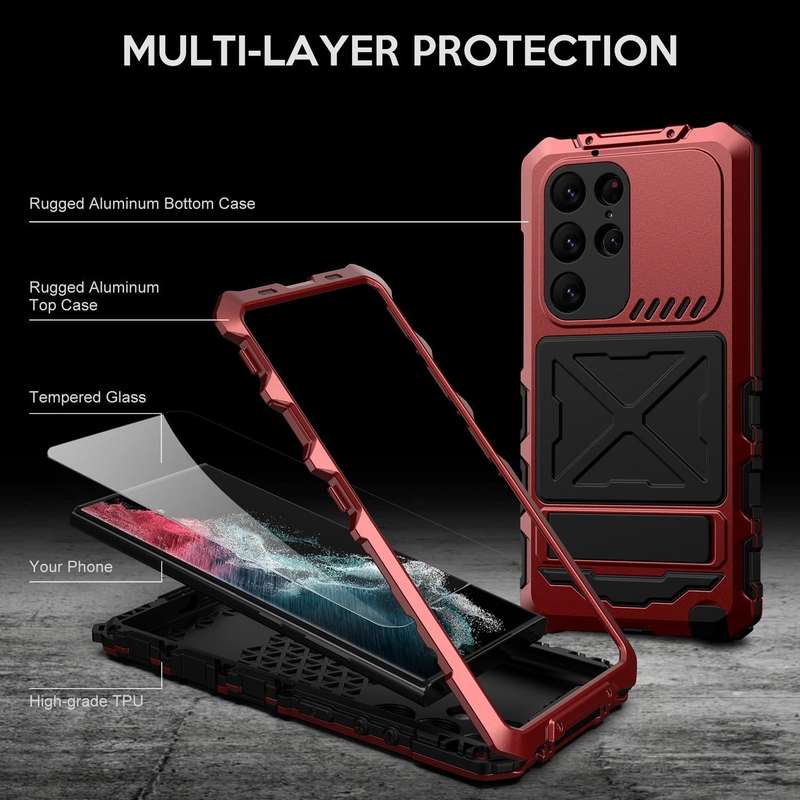 For Samsung Galaxy S23 Ultra 5G R-JUST Life Waterproof Dustproof Shockproof Phone Case(Red)